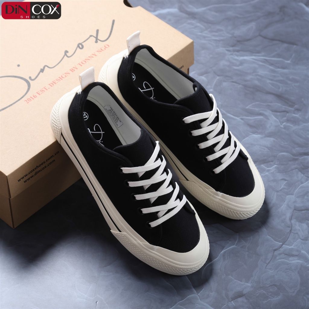 Giày Sneaker Vải Canvas Unisex DINCOX C20 BLACK Phong Cách Trẻ Trung.